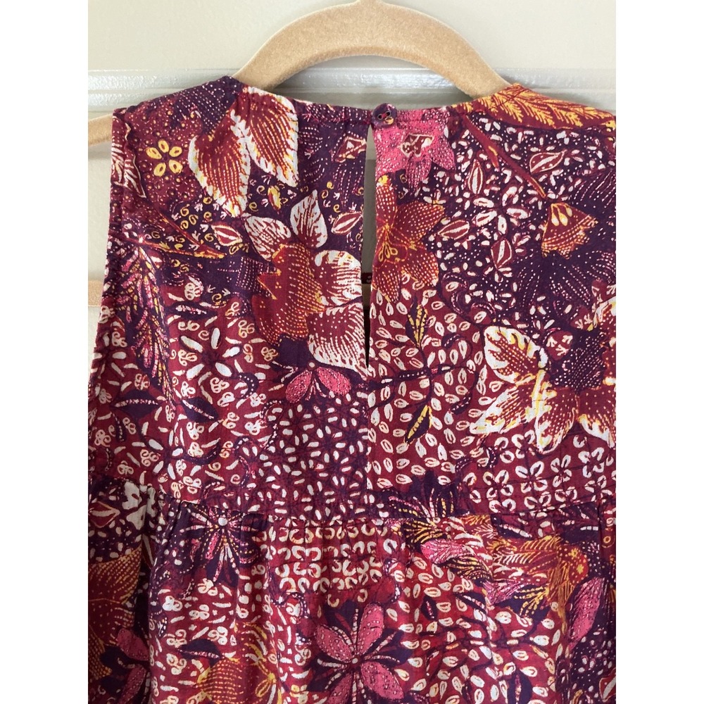 Ulla Johnson Mari Cotton Blend Red Burgandy Floral Trapeze Sleeveless Midi Dress - Picture 4 of 8